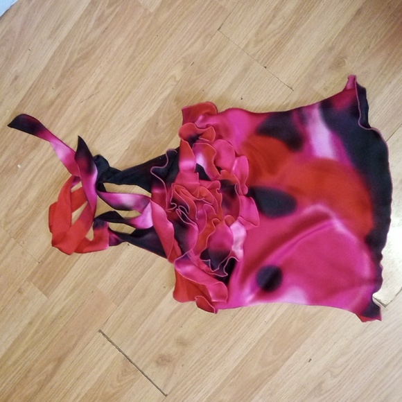 Express Tops - EUC Express frilled summer blouse pink purple red black size XS